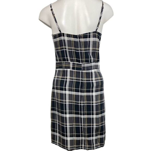 Project 28 Mini Dress Women's XL Gray‎ White Black Plaid Adjustable Straps NEW - Picture 2 of 8
